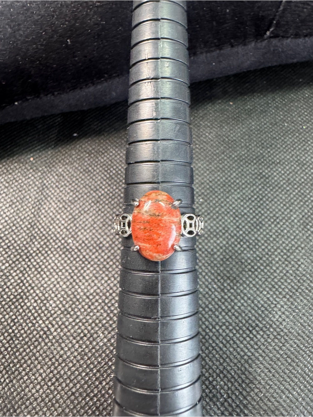 Sterling Silver Red Jasper Oval Stone Ring